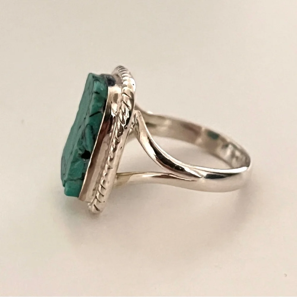 Sterling Silver Raw Turquoise, Ring Size 7 - Picture 5 of 8